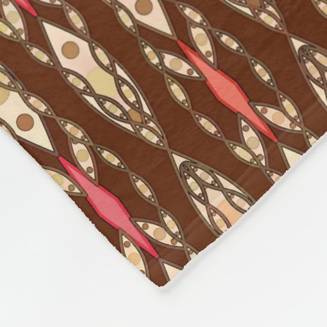 Tribal Batik - Brown, Tan und Coral Fleecedecke (Ecke)