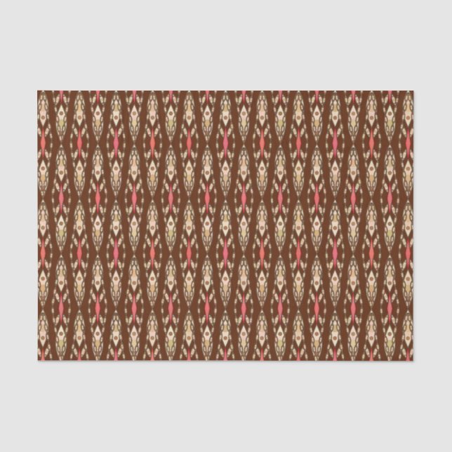 Tribal Batik - Brown, Tan und Coral Seidenpapier (Vorderseite)