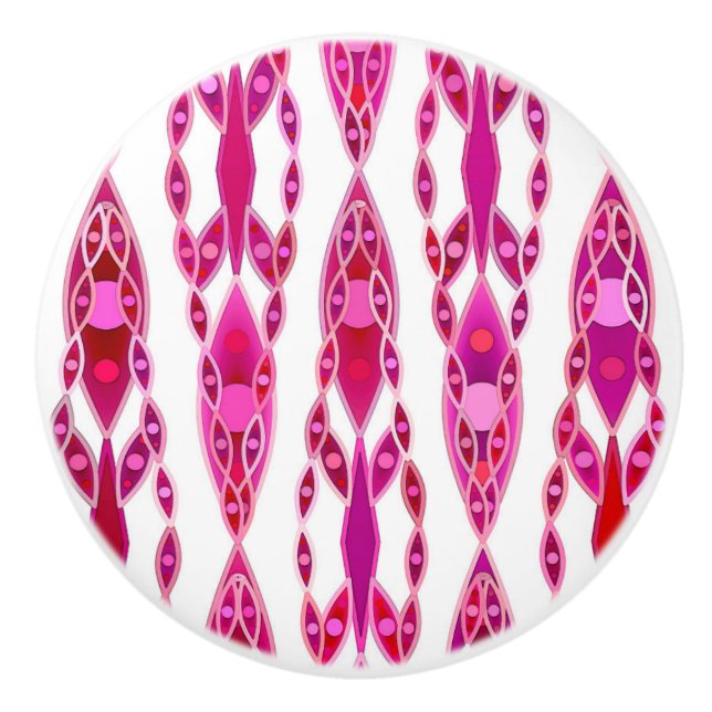 Tribal Batik - Burqundy und Fuchsia Pink Keramikknauf (Vorderseite)