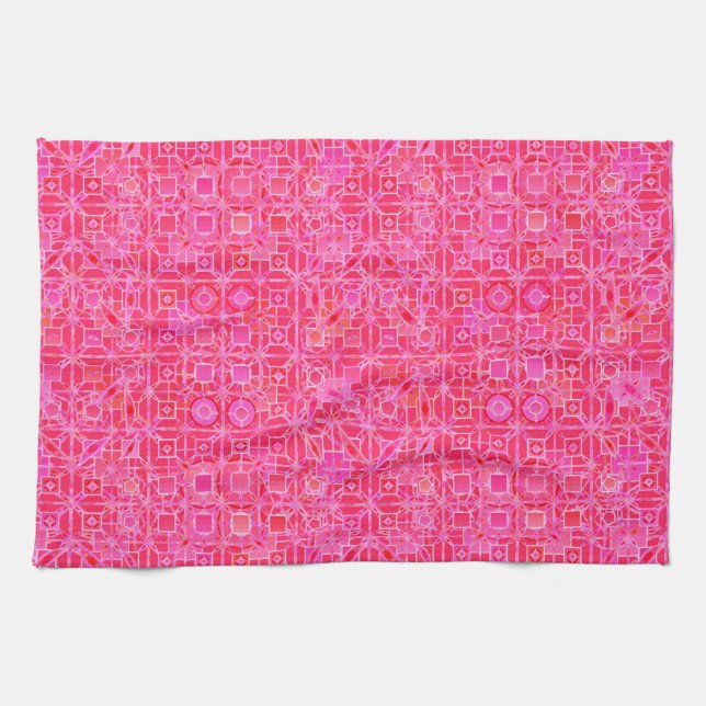 Tribal-Batik - Fuchsienrosa-Töne Handtuch (Horizontal)