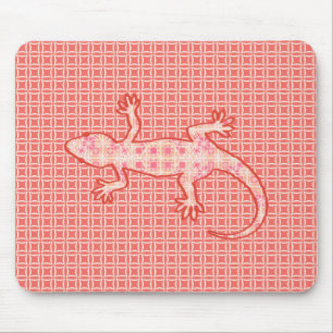 Tribal Batik Gecko - Korallenrosa und -creme Mousepad