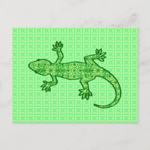 Tribal Batik Gecko - Limette und Smaragdgrün Postkarte