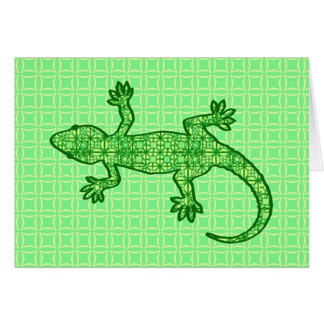 Tribal batik Gecko - Limon und smaragdgrün (Vorderseite (Horizontal))