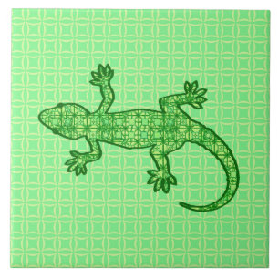 Tribal batik Gecko - Limon und smaragdgrün Fliese