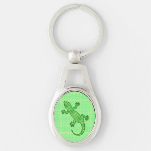 Tribal batik Gecko - Limon und smaragdgrün Schlüsselanhänger