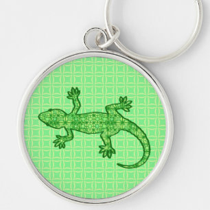 Tribal batik Gecko - Limon und smaragdgrün Schlüsselanhänger