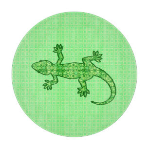 Tribal batik Gecko - Limon und smaragdgrün Schneidebrett
