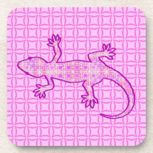 Tribal batik Gecko - Orchid und Muschel pink Getränkeuntersetzer