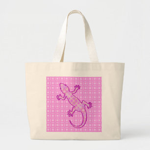 Tribal batik Gecko - Orchid und Muschel pink Jumbo Stoffbeutel