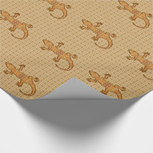 Tribal Batik Gecko - Rost, Bernstein und Bein Geschenkpapier