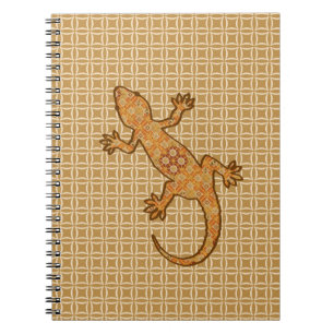 Tribal Batik Gecko - Rost, Bernstein und Bein Notizblock
