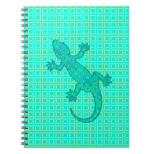 Tribal Batik Gecko - Türkis / Pfau Notizblock