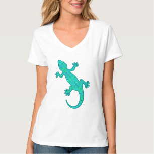 Tribal batik Gecko - Türkis / Pfau T-Shirt