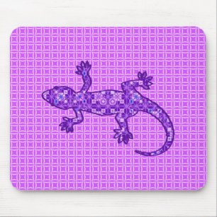 Tribal batik Gecko - Violett und Amethyst lila Mousepad
