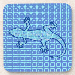 Tribal batik Gecko - Weiches denim blau Getränkeuntersetzer