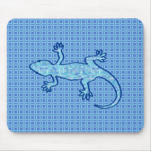 Tribal batik Gecko - Weiches denim blau Mousepad