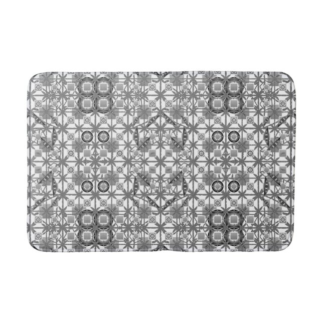 Tribal Batik - grau / grau, schwarz und weiß Badematte (Vorderseite)