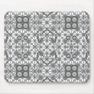 Tribal Batik - grau / grau, schwarz und weiß Mousepad