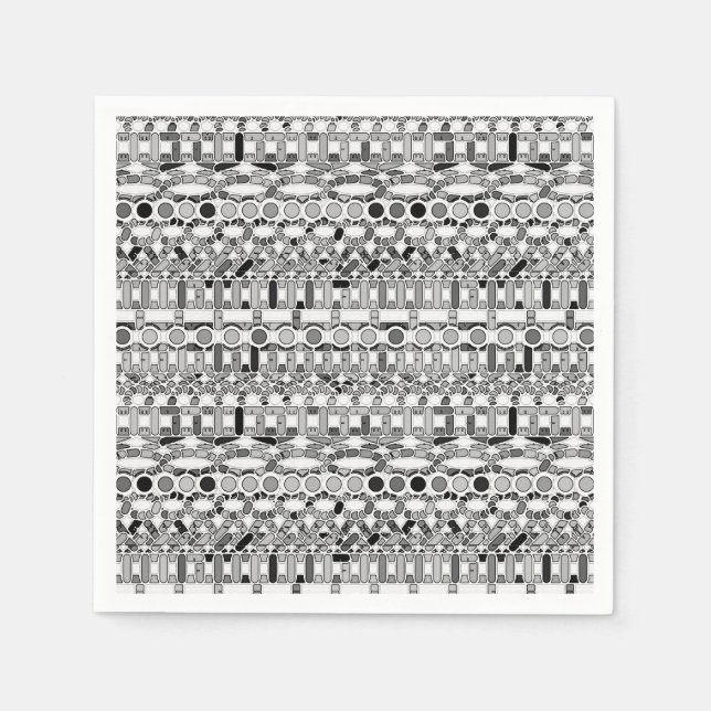 Tribal Batik - Grautöne Serviette (Vorderseite)