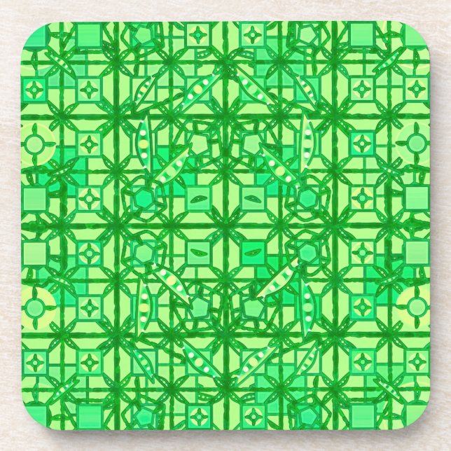 Tribal Batik - grüne Farbtöne Getränkeuntersetzer (Vorderseite)