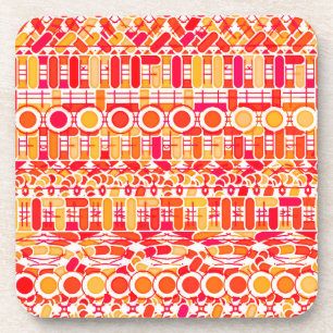 Tribal Batik - Korallenorange und Korallenrosa Untersetzer