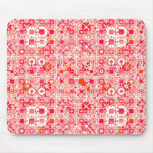 Tribal Batik - Korallenrosa, Korallenorange und -c Mousepad (Vorne)