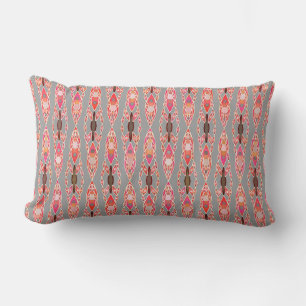 Tribal Batik - Korallenrosa und Silbergrau Lendenkissen