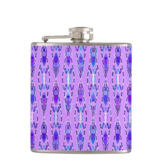 Tribal Batik - Lavender, Blue und Violet Flachmann (Vorderseite)