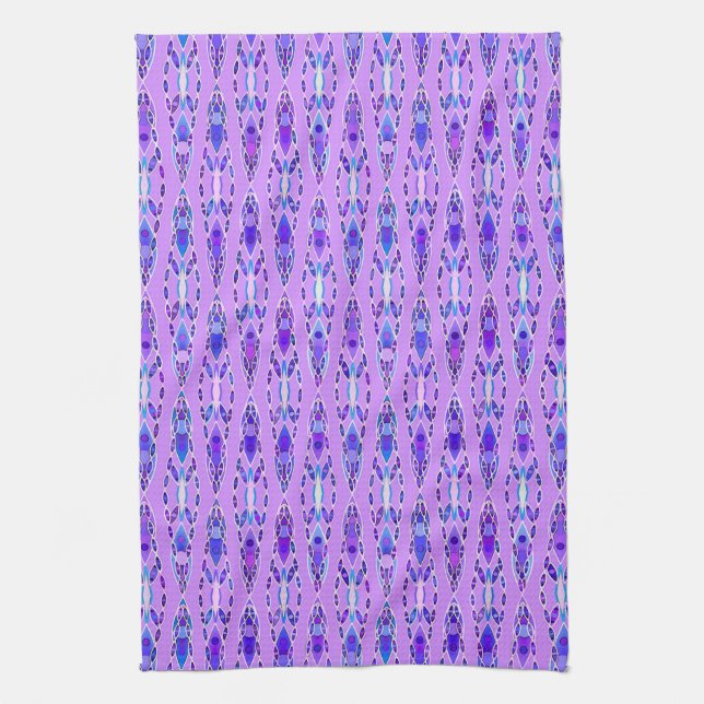Tribal Batik - Lavender, Blue und Violet Geschirrtuch (Vertikal)