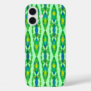 Tribal Batik - Mint, Smaragdgrün und blau iPhone 16 Plus Hülle