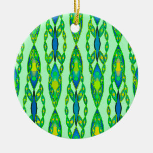 Tribal Batik - Mint, Smaragdgrün und blau Keramikornament
