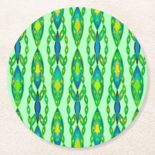 Tribal Batik - Mint, Smaragdgrün und blau Runder Pappuntersetzer