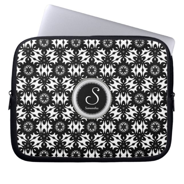 Tribal Batik Muster Monogram 10in Tablet Notebook Laptopschutzhülle (Vorderseite)