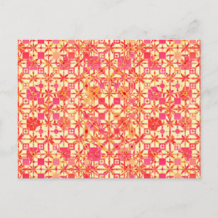 Tribal Batik - orange, korallenrosa und fuchsia Postkarte