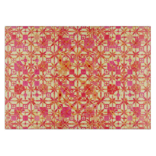 Tribal Batik - orange, korallenrosa und fuchsia Schneidebrett