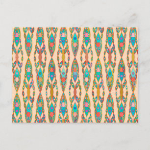 Tribal Batik - Pfirsichrosa und Türkis Postkarte