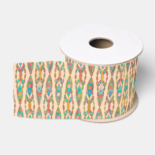 Tribal Batik - Pfirsichrosa und Türkis Ripsband