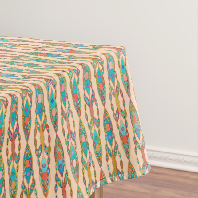 Tribal Batik - Pfirsichrosa und Türkis Tischdecke (Beispiel)