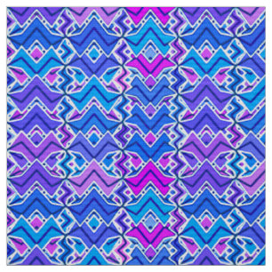 Tribal Batik Print, Blau, Violet und Weiß Stoff