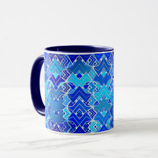 Tribal Batik Print, Cobalt und Cerulean Blue Tasse
