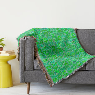 Tribal Batik Print, Jade Green und Lime Green Decke