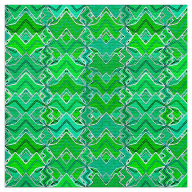 Tribal Batik Print, Jade Green und Lime Green Stoff (Muster)
