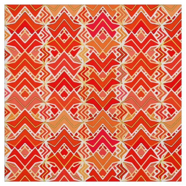 Tribal Batik Print, Mandarin und Light Orange Stoff (Muster)