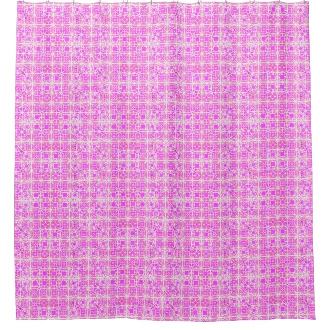 Tribal Batik - Rosa- und Orchideenfarben Duschvorhang (Vorderseite)