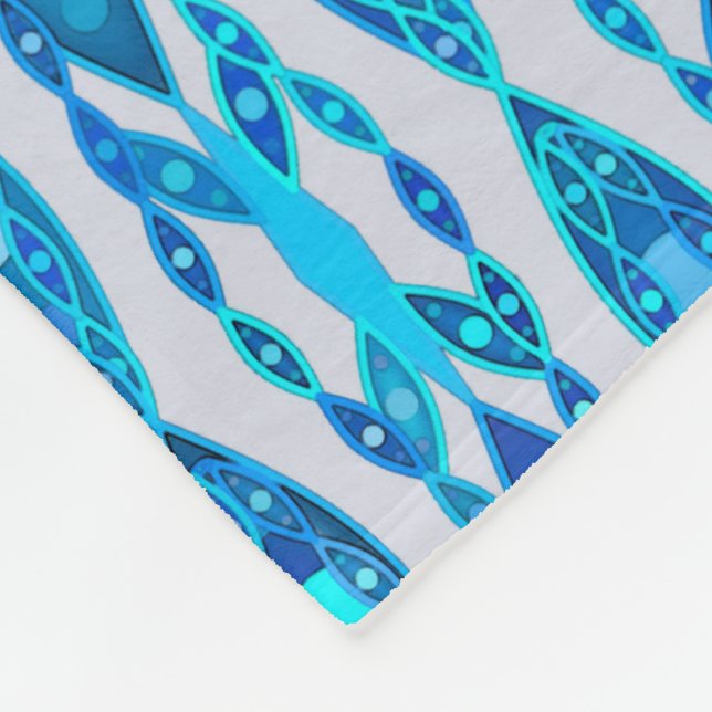 Tribal Batik - Sapphire Blue und Silver Gray Fleecedecke (Ecke)