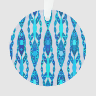 Tribal Batik - Sapphire Blue und Silver Gray Ornament