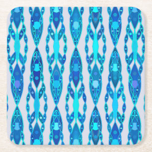 Tribal Batik - Sapphire Blue und Silver Gray Rechteckiger Pappuntersetzer