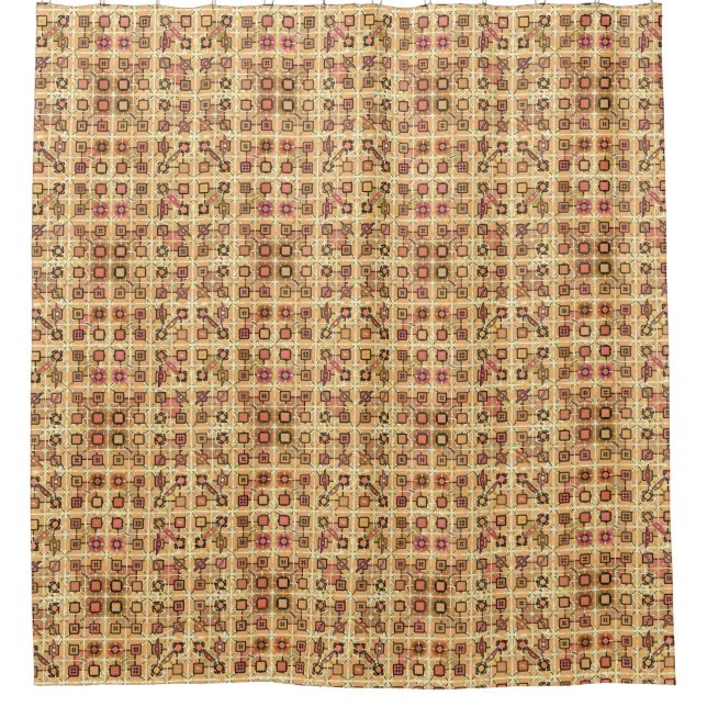 Tribal Batik - Schokoladenbraun und Kamelbraun Duschvorhang (Vorderseite)