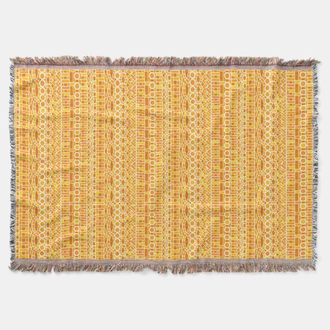 Tribal Batik - Senfgold und orange Decke (Vorderseite)