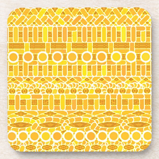 Tribal Batik - Senfgold und orange Untersetzer (Vorderseite)